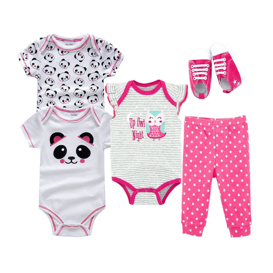 Kavkas Cartoon Print Baby Girl Boy Clothes Set Short Sleeve Summer Infant Dress Suit Embroidery Toddler Bodysuit Sets|Комплекты