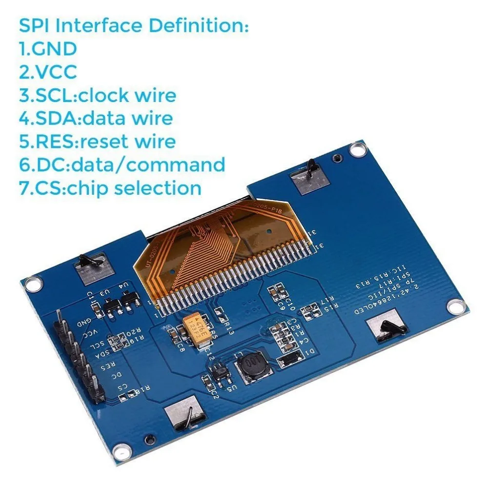 2,4" 12864 ЖК светодиодный дисплей модуль SPI OLEDS синий экран 3 v-5 v 2,42 oled SSD1309 совместимый для C51 STM32 ARDUINO" сделай сам"