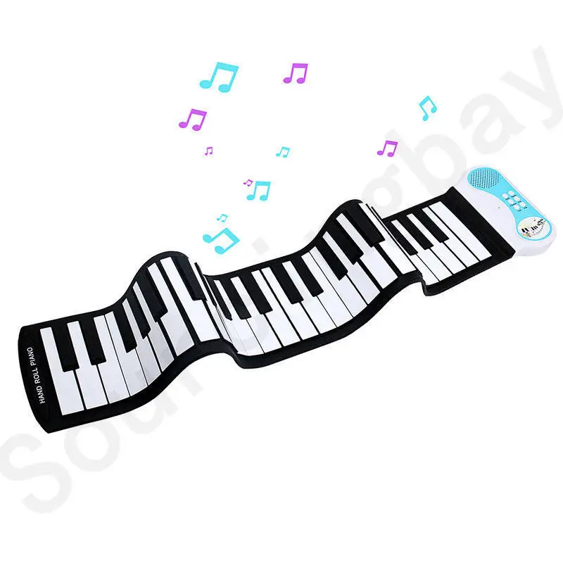  37-key hand roll piano with horn Portable roll-up piano Beginner practice piano Folding keyboard tr