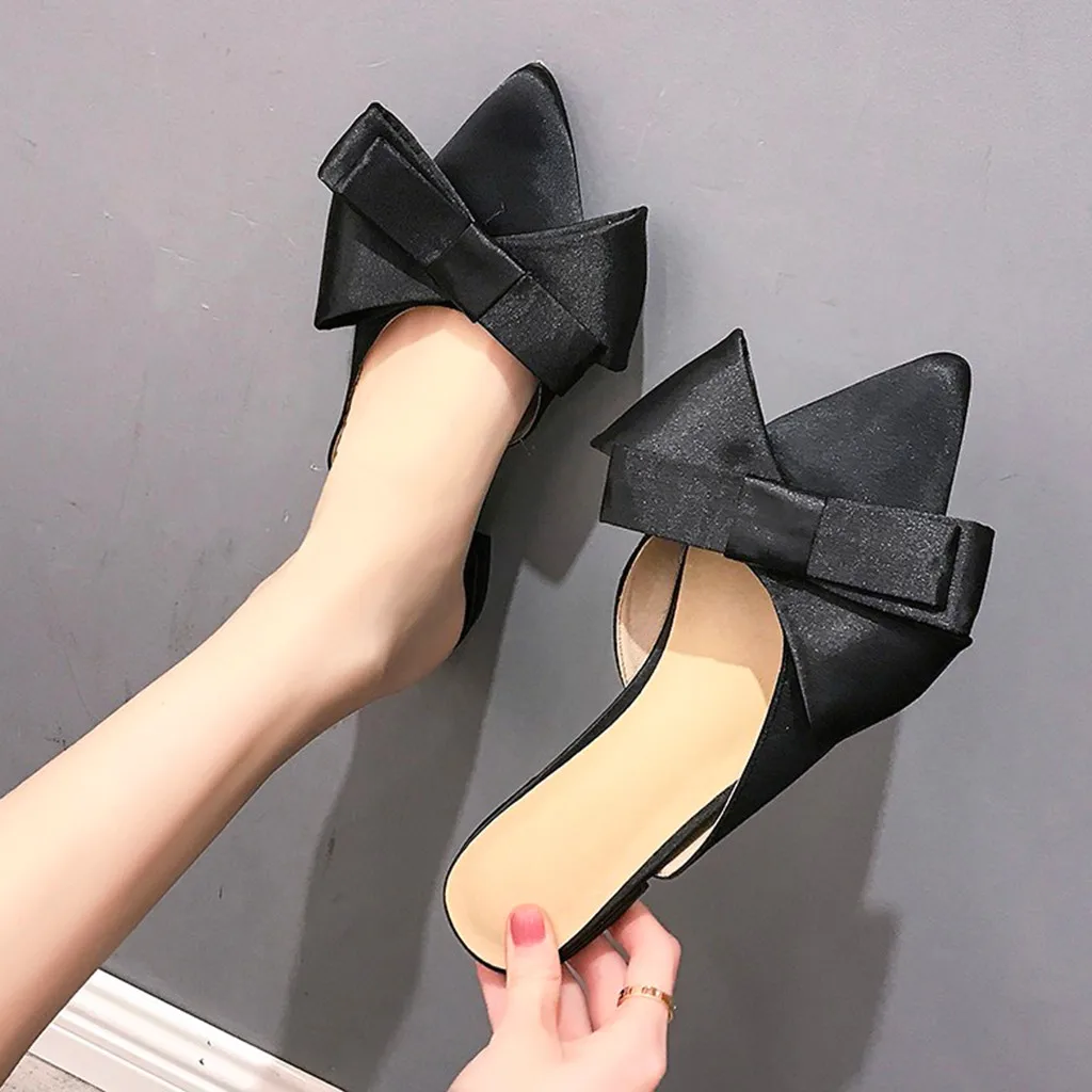 Black SAGACE/тапочки; женские модные простые однотонные Шелковые тапочки с острым носком; повседневные Летние Нескользящие сандалии; женская обувь без задника - Цвет: Black