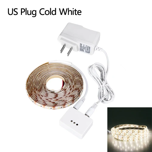 Ночной светильник с датчиком движения, 12 В, 1 м, 2 м, 3 м, 4 м, 5 м, светодиодный Диодная лента, лента, датчик ручного движения, лампа для спальни - Испускаемый цвет: US Plug Cool White