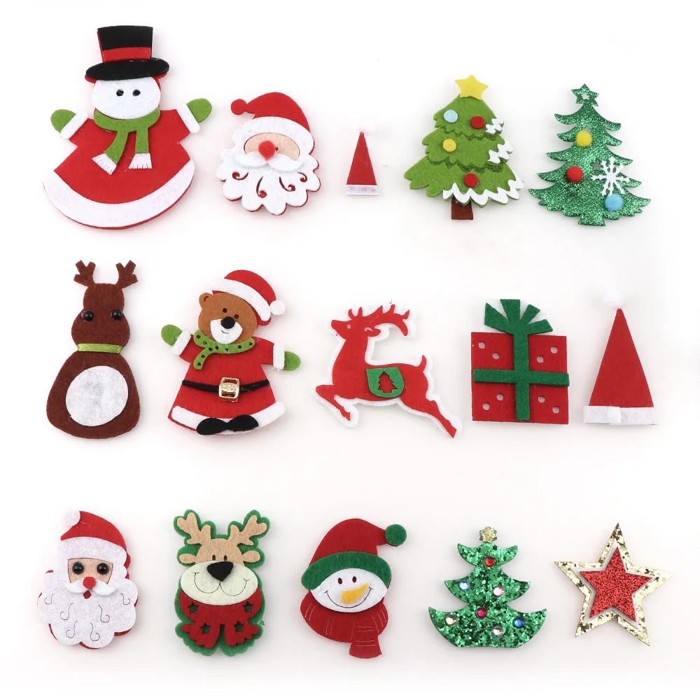 Christmas Decorations Fashion Christmas Snowflake Tree Hat Gift Star Patchse Diy Craft Accessory Handmade Applique Patch For Clothes Hat Felt Applique