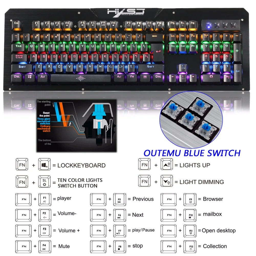 Механическая игровая клавиатура с подсветкой Outemu синие переключатели sa keycap led RGB подсветка для ПК Компьютерная клавиатура эргономичная