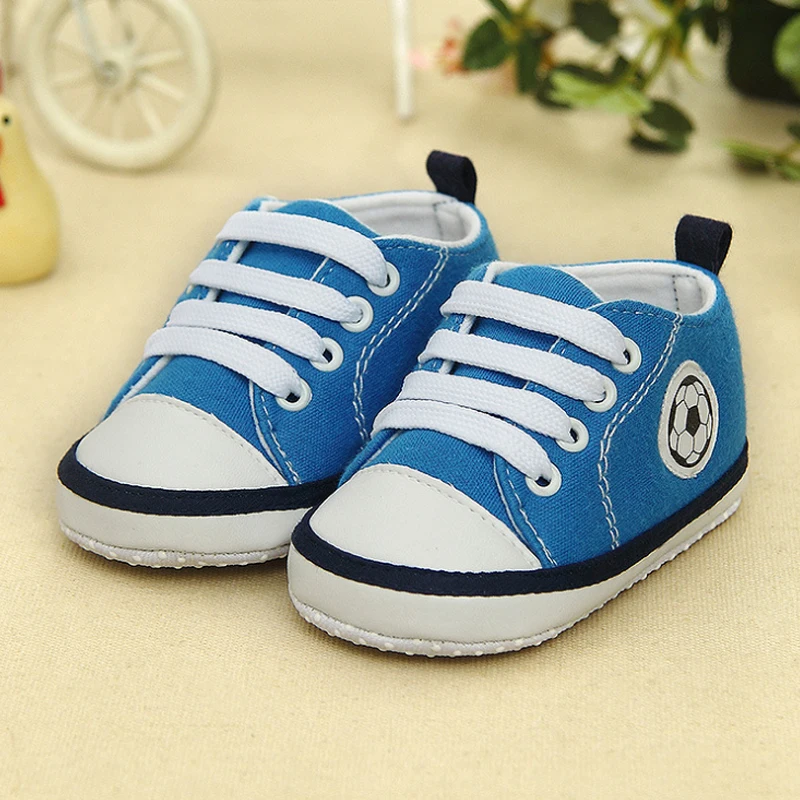 

Infant Shoes Baby Football Print Denim Toddler Moccasins Girls Shoes First Step New Canvas Classic Sports Sneakers Newborn Baby