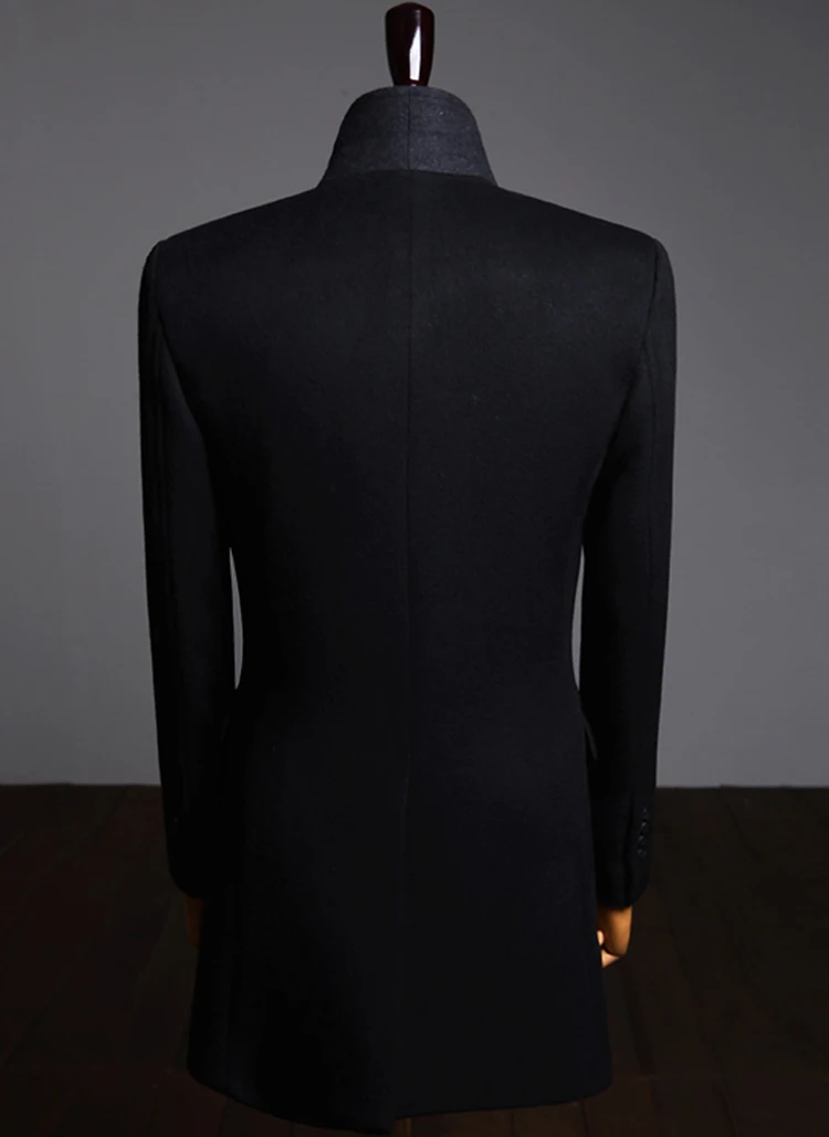2018 на заказ размеры Роскошный Британский Стиль кашемировое пальто мужской зимний Тренч мужские длинные шерстяные пальто черный темно