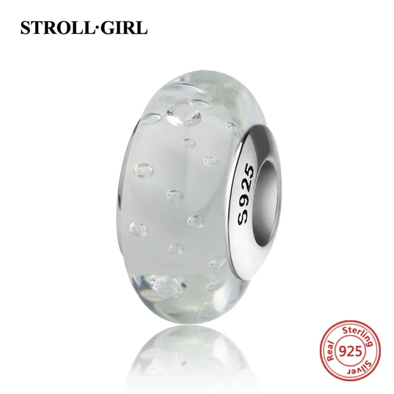 Цветок муранского стекла бусы серебра 925 пробы DIY Романтический Подвески Fit подлинным браслет Pandora изделия для подарка