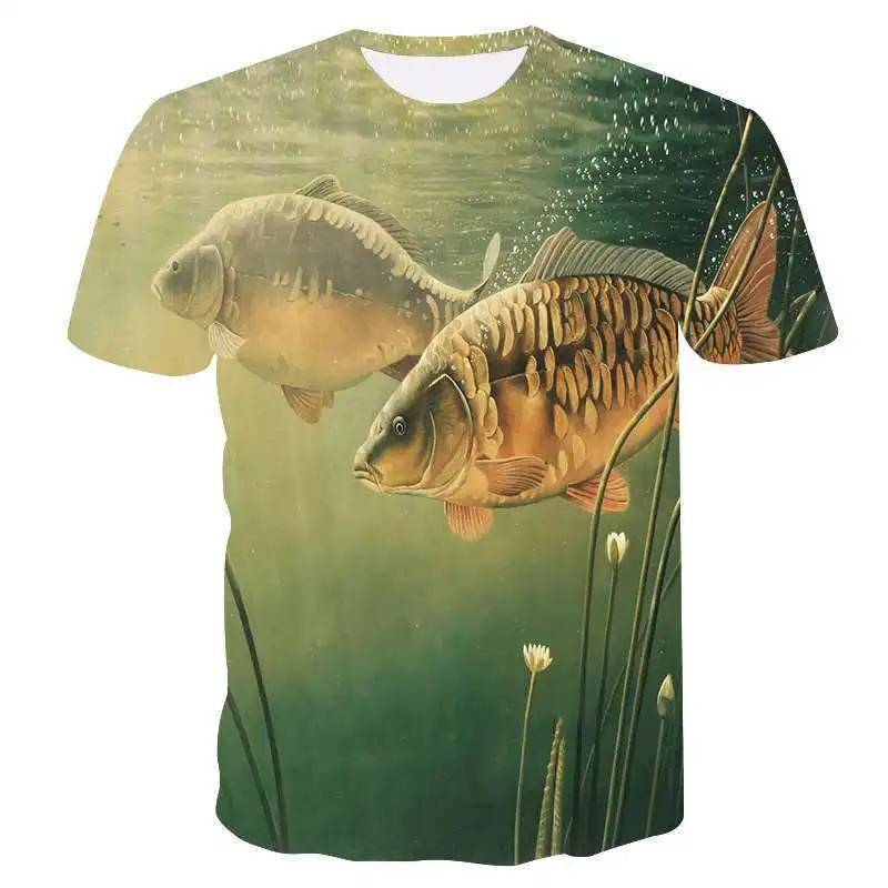 

Fish 3 d t-shirt Modal fun fish print digital men's and women's t-shirts hip hop t-shirts harajuku Funny fishing t-shirt