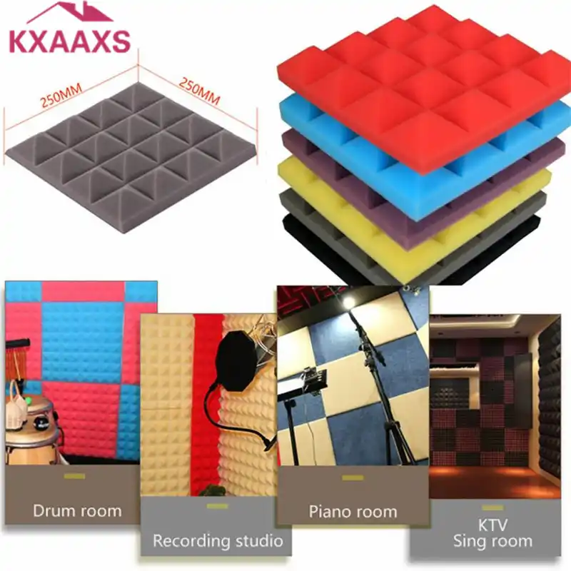 3d Wall Stickers Acoustic Foam Panel Sound Stop Absorption Sponge Studio Ktv Soundproof For Home Decor Living Room Bedroom Tx