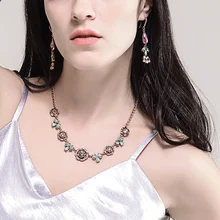 Элегантное зеленое и шампанское ожерелье с цветами из кристаллов античное золотое ожерелье-чокер для женщин модное ювелирное изделие подарок