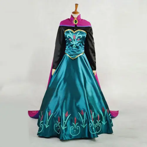 

Spring Summer Autumn Cute Adult Princess Anna Cosplay Costume Halloween Fancy Stage Dress Outfit