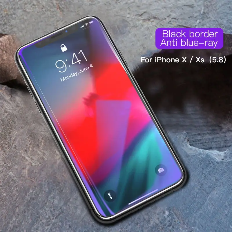 PZOZ для iphone X XS Max XR матовое закаленное стекло полная защитная крышка для экрана телефона защитная пленка 5D для iphone xs plus xr 9H - Цвет: Anti blue X XS