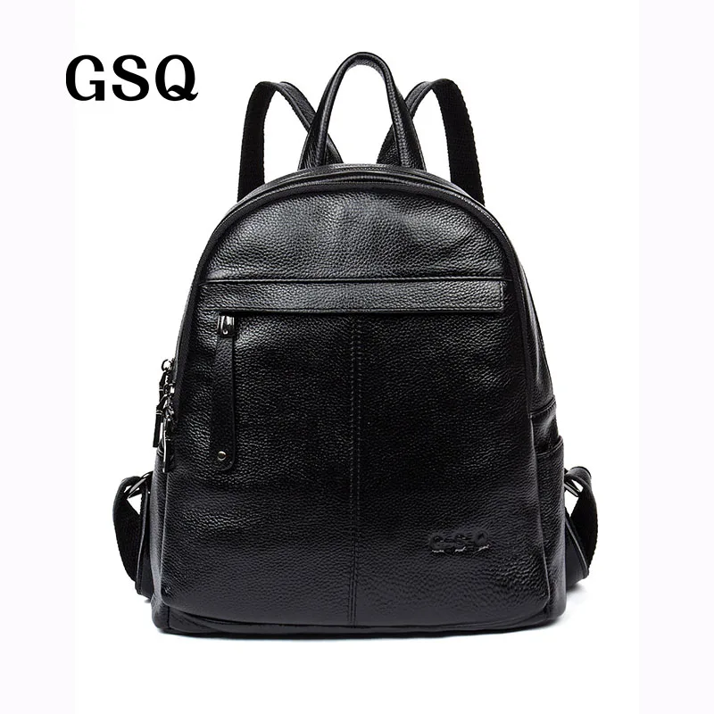 GSQ New Arrival Genuine Leather Women Backpack Fashion High Quality Famous Brand Preppy Style Girl School