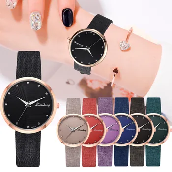 

Fashion Simple And Simple Casual Monochrome Leather With Strap ladies women Wrist watches Dress watch gifts Wrist Party