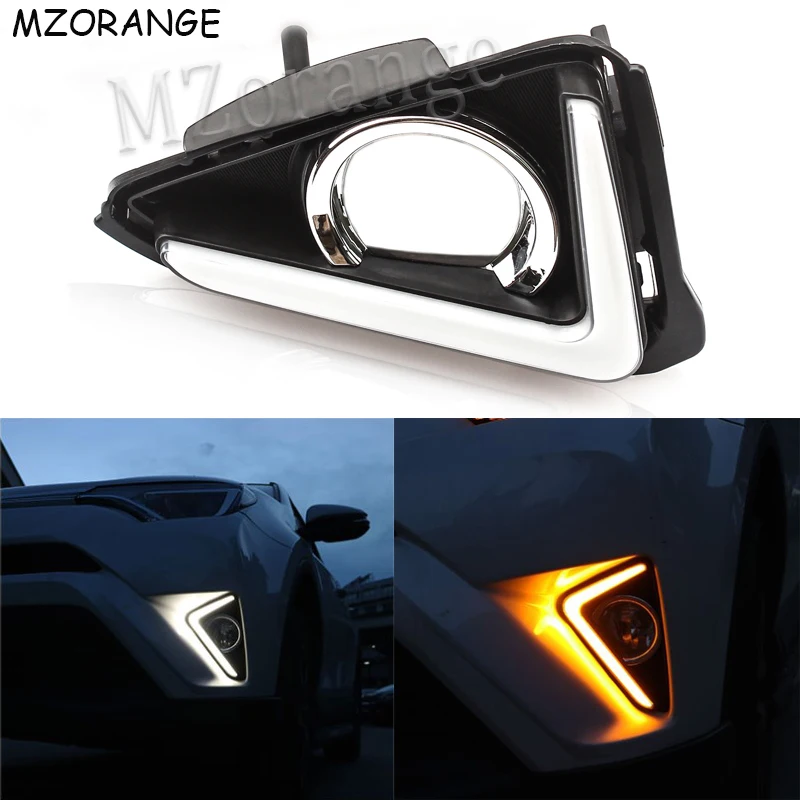 

LED Daytime Running Light For Toyota RAV4 RAV 4 2016 2017 2018 DRL Blue Daylight With Yellow Turning Signal Light Fog Lamp Cover