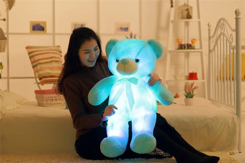 Большой красочный светящиеся Teddy Bear светящиеся плюшевые игрушки Kawaii свет светодио дный мишка мягкие игрушки куклы для детей