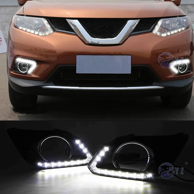 Для Nissan X-trail X trail Xtrail стильный светодиодный DRL дневные ходовые огни дневной свет желтый сигнал поворота противотуманная фара крышка