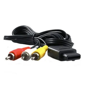 

100pcs/lot Factory 1.8M 6FT AV TV RCA Video Cord Cable for Game Cube for SNES GameCube for N64 64 Game Cable Lowest Price