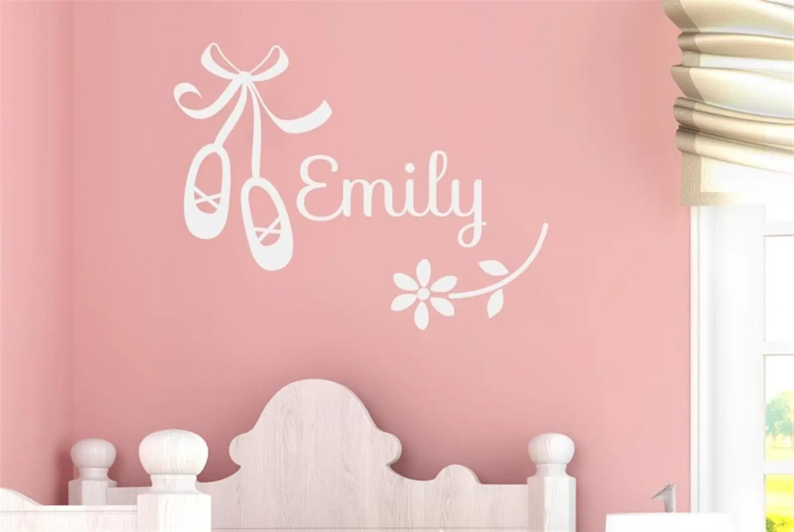

Personalised Ballerina Shoes And Flower Wall Stickers Decals kids free shipping