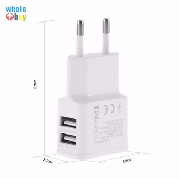 

300pcs New White Universal 2A EU/US Plug 2 Dual Port USB Wall Charger Adapter For Samsung Galaxy S4 S3 Note 2 3 iPhone 4 5