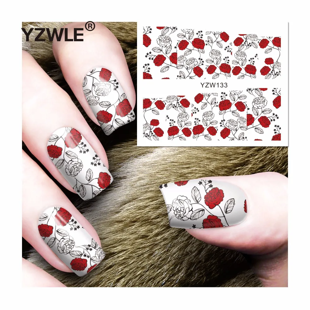 

YZWLE 1 Sheet DIY Decals Nails Art Water Transfer Printing Stickers Accessories For Manicure Salon (YZW-133)