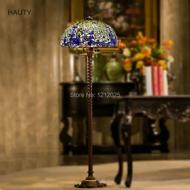 Antique Tiffany Style Wistaria Floor Lamp for Living Room Vintage