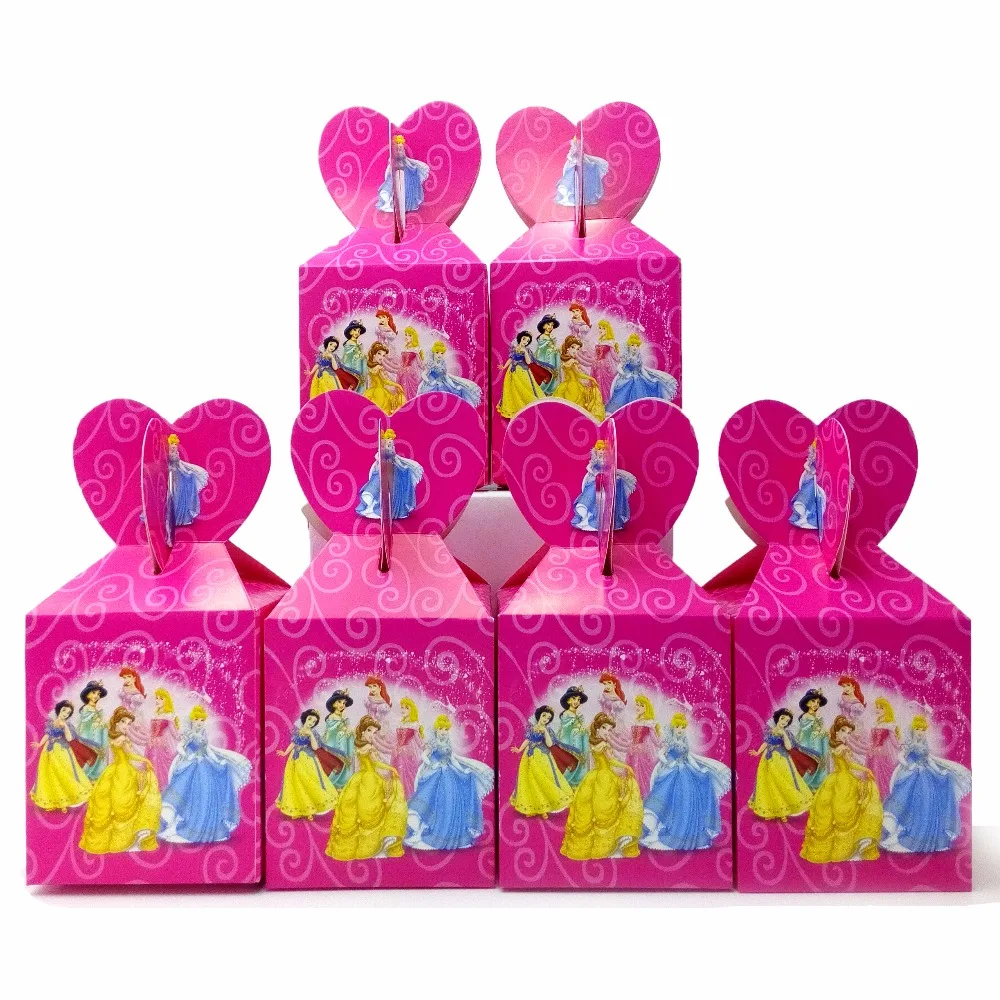 

6pcs set Beaueiful Princess Paper candy Box Cartoon Birthday Decoration Theme Party Supplies Kids Girl princess candy box