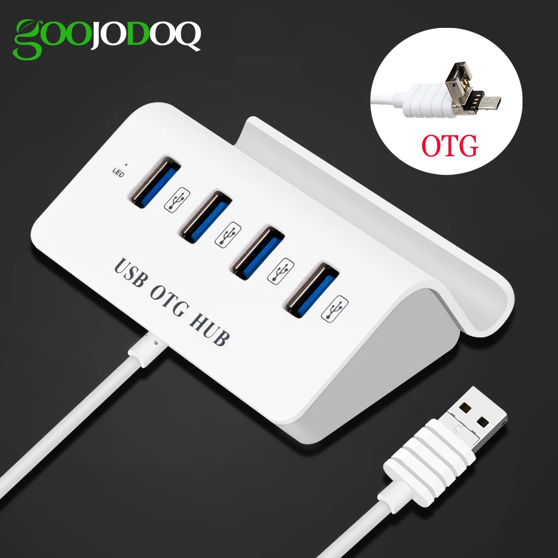 

2 in 1 4 Port Micro USB Hub High Speed OTG Hub Multi USB Splitter for Samsung Xiaomi Andriod Phone Macbook PC with Phone Holder