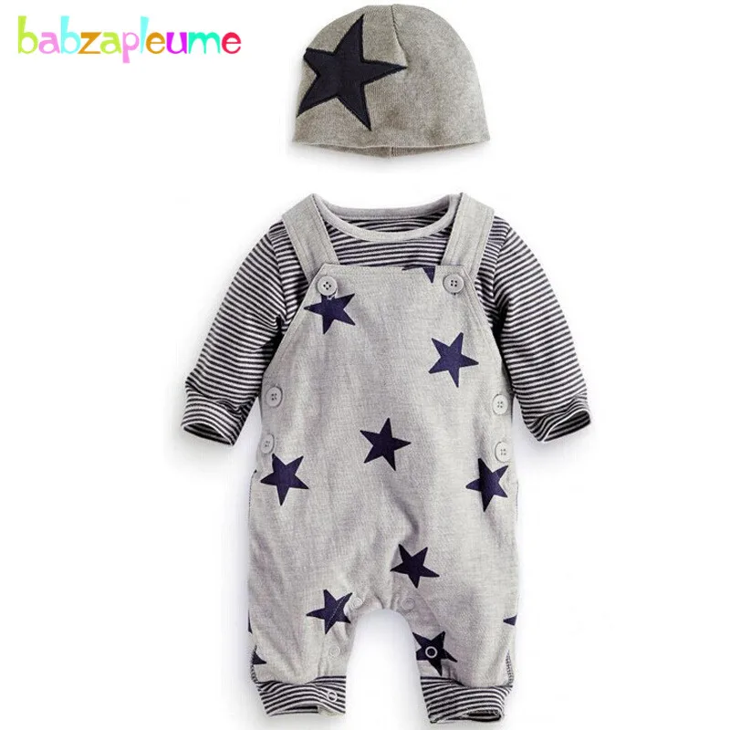 

2Piece Set Spring Fall Toddler Boy Outfits Korean Casual Cute Stripe Long Sleeve Tops+Overalls Baby Clothing Kids Clothes BC1564