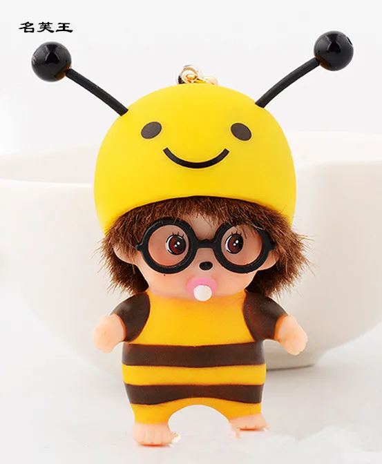 Новый мультфильм Monchichi KIKI sleutelhanger Божья коровка bear мышь куклы брелок Женская