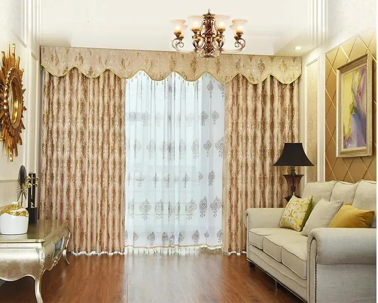 

European-style precision jacquard curtain cloth living room bedroom balcony study floor-window custom curtain