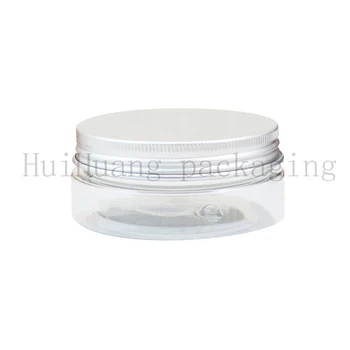 

50pcs 50ml transparent PET cream jars bottles containers with aluminum lid,50cc clear empty plastic tin for skin care cream