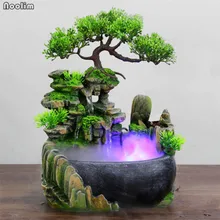 Créatif intérieur Simulation résine Rockery Waterscape Feng Shui fontaine d'eau maison bureau bureau Spray humide décoration artisanat(China)