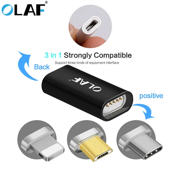 OLAF Магнитный USB Micro Female для типа C/для Lightning/Micro штекер конвертер USB-C Android магнит