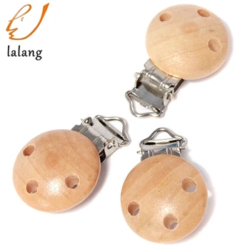 

5pcs/Pack Metal Wooden Baby Pacifier Clips Solid Color Holders Cute Infant Soother Clasps Holders Accessories