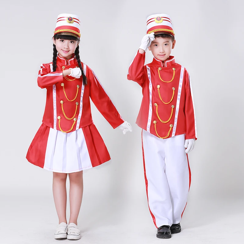 

Drum Team Performing Costumes Primary School Flag Bearers Children Honor Guard Dress Band Dress Young Pioneers Dress