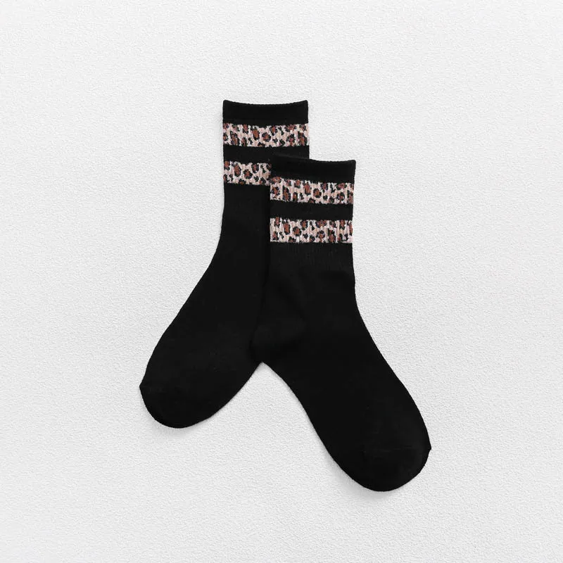 1 пара популярных эластичных удобных носков, регулируемые повседневные уникальные хлопковые красивые мягкие теплые носки с леопардовым принтом, свободный размер - Цвет: 2
