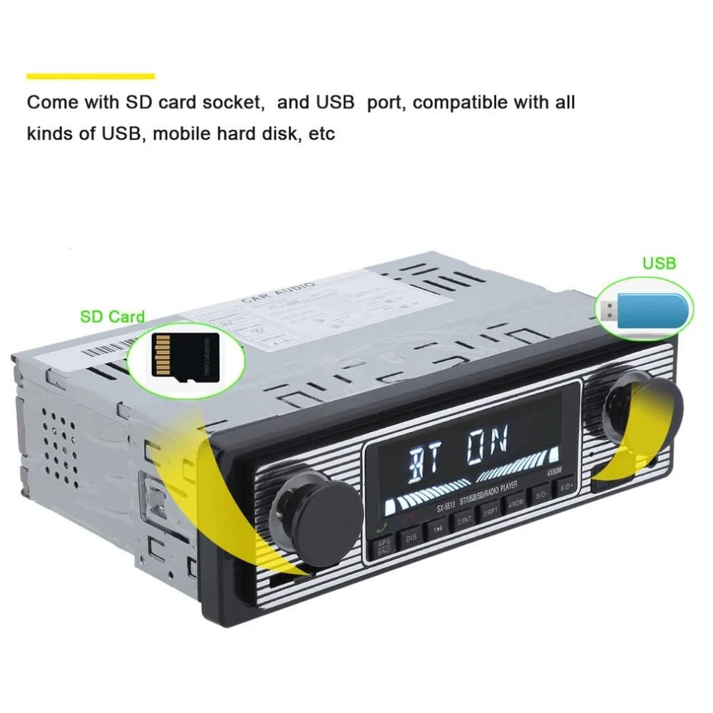SX-5513 Bluetooth Stereo Car Radio Classical Style Vehicle MP3 Player Automobile Media Player Portable Car Accessories UK Plug SX-5513 Bluetooth Stereo Car Radio Classical Style Vehicle MP3 Player Automobile Media Player Portable Car Accessories UK Plug