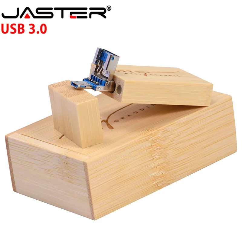 JASTER Дерево+ коробка USB 3,0 2 в 1 интерфейс флэш-накопитель Флешка 4 ГБ 16 ГБ 32 ГБ 64 ГБ 128 ГБ флэш-накопитель подарок(более 10 шт бесплатный логотип