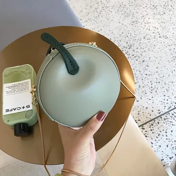 

2019 New Fashion Personality Circular Orange Bag Small Round Mini Chain Shoulder Messenger Bag Girl Cute Crossbody Party Clutch