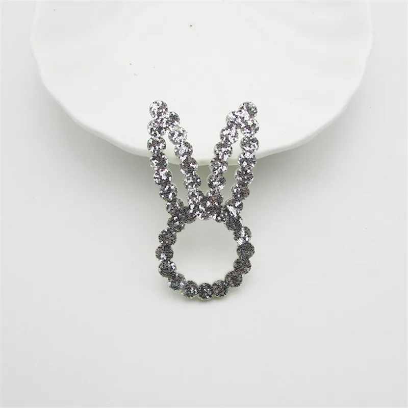 silver rabbit 28 шт./лот 5*2,5 см kawaii с заячьими ушками/подушечки сердечки патчи горный хрусталь аппликации для ремесло одежда швейные принадлежности "сделай сам" зажим для волос, аксессуары - Цвет: silver rabbit