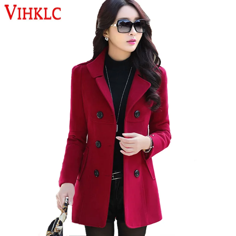 2020 осенне-зимнее Новое модное женское Шерстяное Пальто двубортное пальто