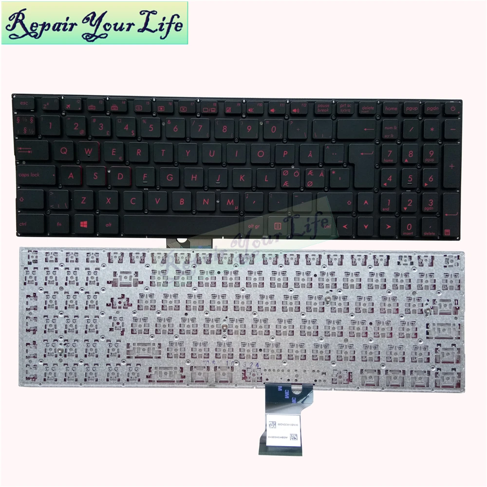 Клавиатура для ноутбука ASUS N501 G501 N501JW UX501JW ND NE Norway черный красный ключ верхний