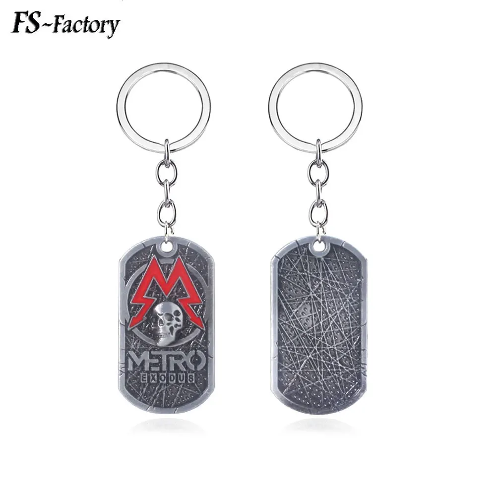 

Game Metro 2033 Keychain Letter Metro Exodus Skull Dog Tag Pendant Key Chain for Men Car Keyring llaveros Jewelry