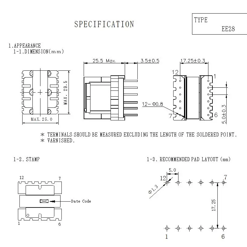 EE28 EI28 DC в DC магнит ферритовый сердечник трансформатор Viper53 flyback 300-340V до 12V 5V вертикальный 6+ 6 pin