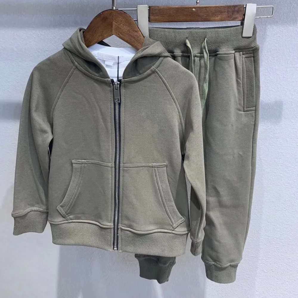 

Kid clothes Set grey tracksuit long sleeve hoodie+Pants 2 pcs for children spring casual clothes size 100-150cm in stock