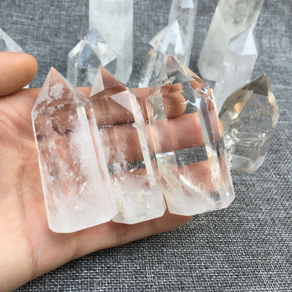 

natural clear quartz obelisk crystal wand point rieki healing 3pcs