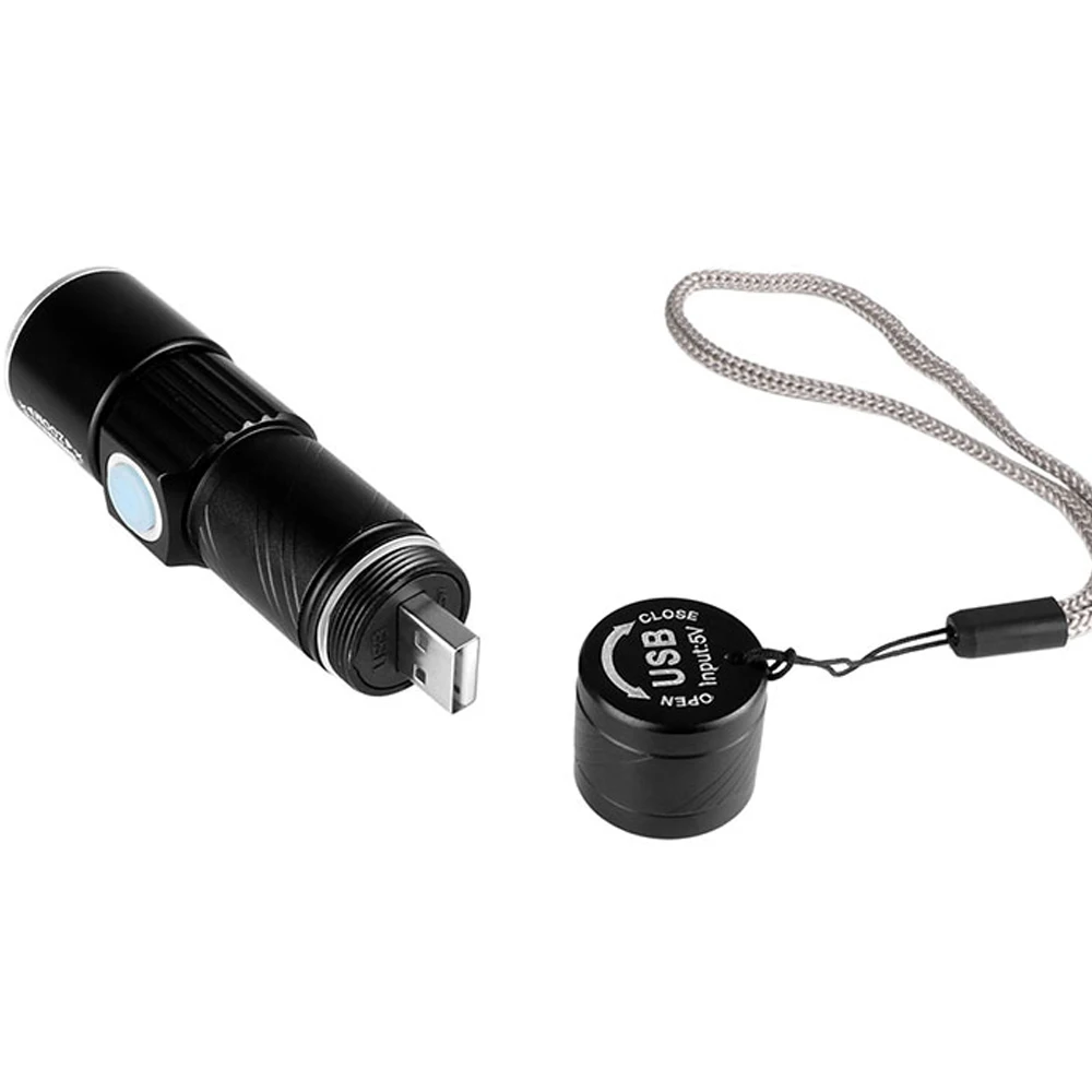 3 режима тактический фонарик мини перезаряжаемый зум Мощный USB светодиодный AC для