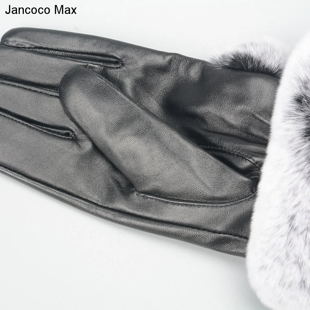 Jancoco Max 2019 женская натуральная перчатки из овечьей кожи Мягкий кроличий мех сенсорный экран варежки на весну и зиму теплые S2036