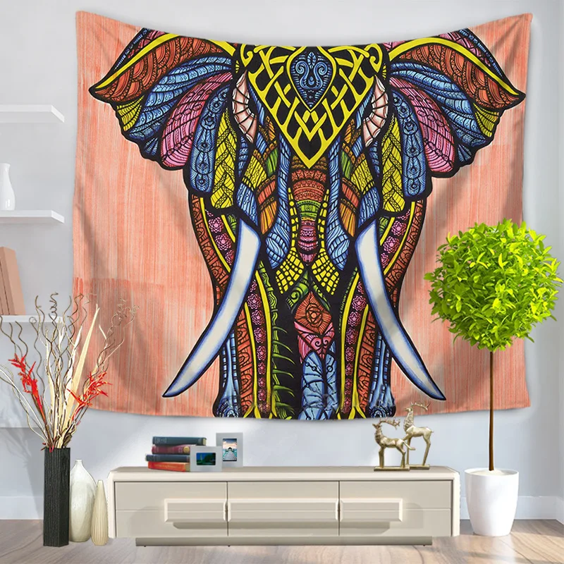 CAMMITEVER 3D Elephant Tapestry Vivid Printed Wall Carpet Indian Hanging Wall Tapestries