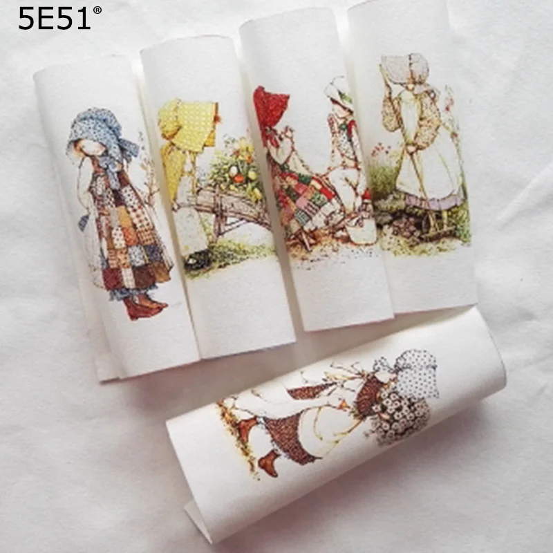

handmade fabric Hand dyed cloth cotton canvas digital printing / garden girl Western retro cute girl